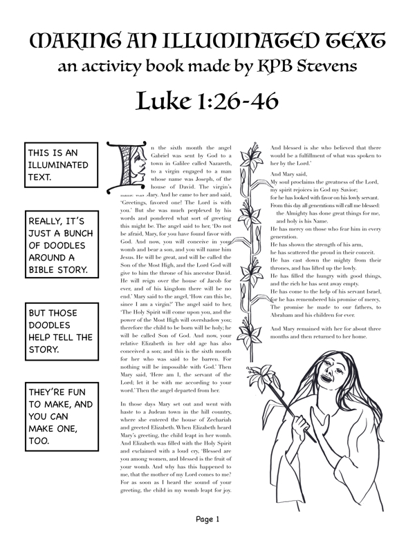 Annunciation and Magnificat workbook page 1